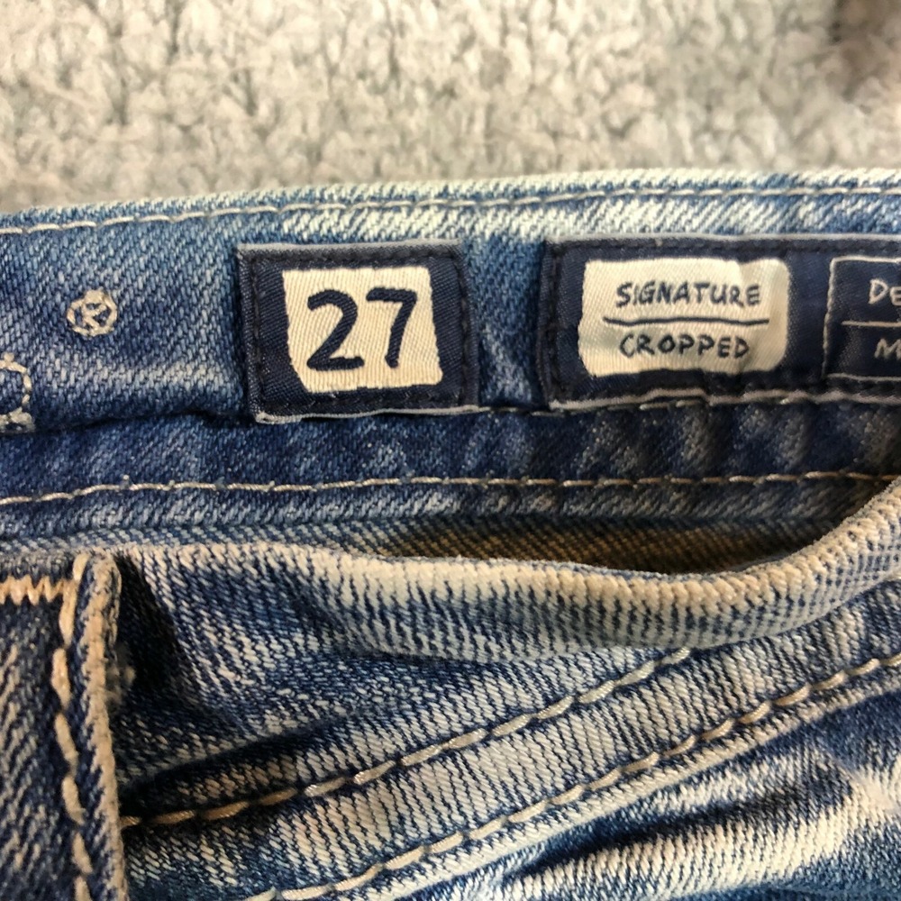 Miss Me Signature Cropped Jeans 27 Distressed Flap Pocket Bling Y2K - Picture 8 of 13